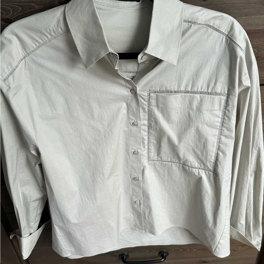 Luisa Cerano Women's Cream Casual Button-Down Shirt